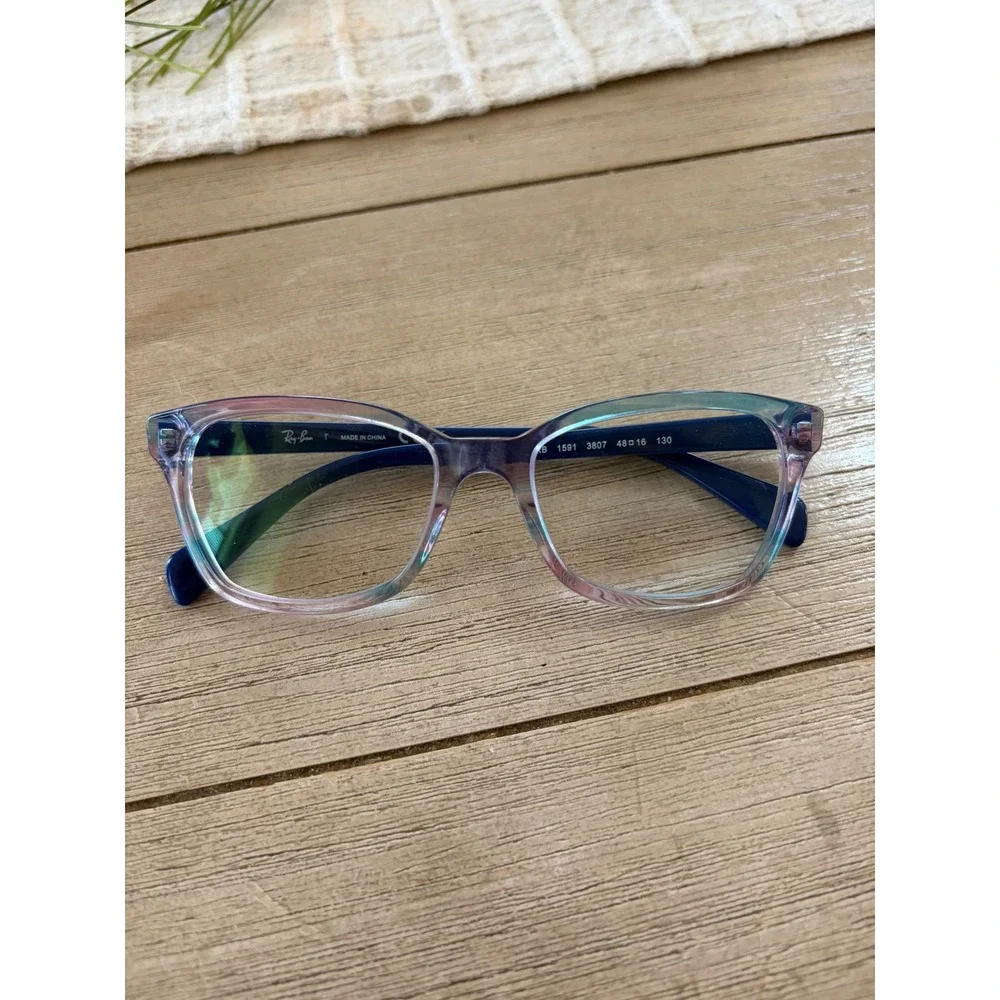 Ray-Ban Junior Kids Eyeglasses RB 1591 3807 Blue Multicolor Square 48-16-130